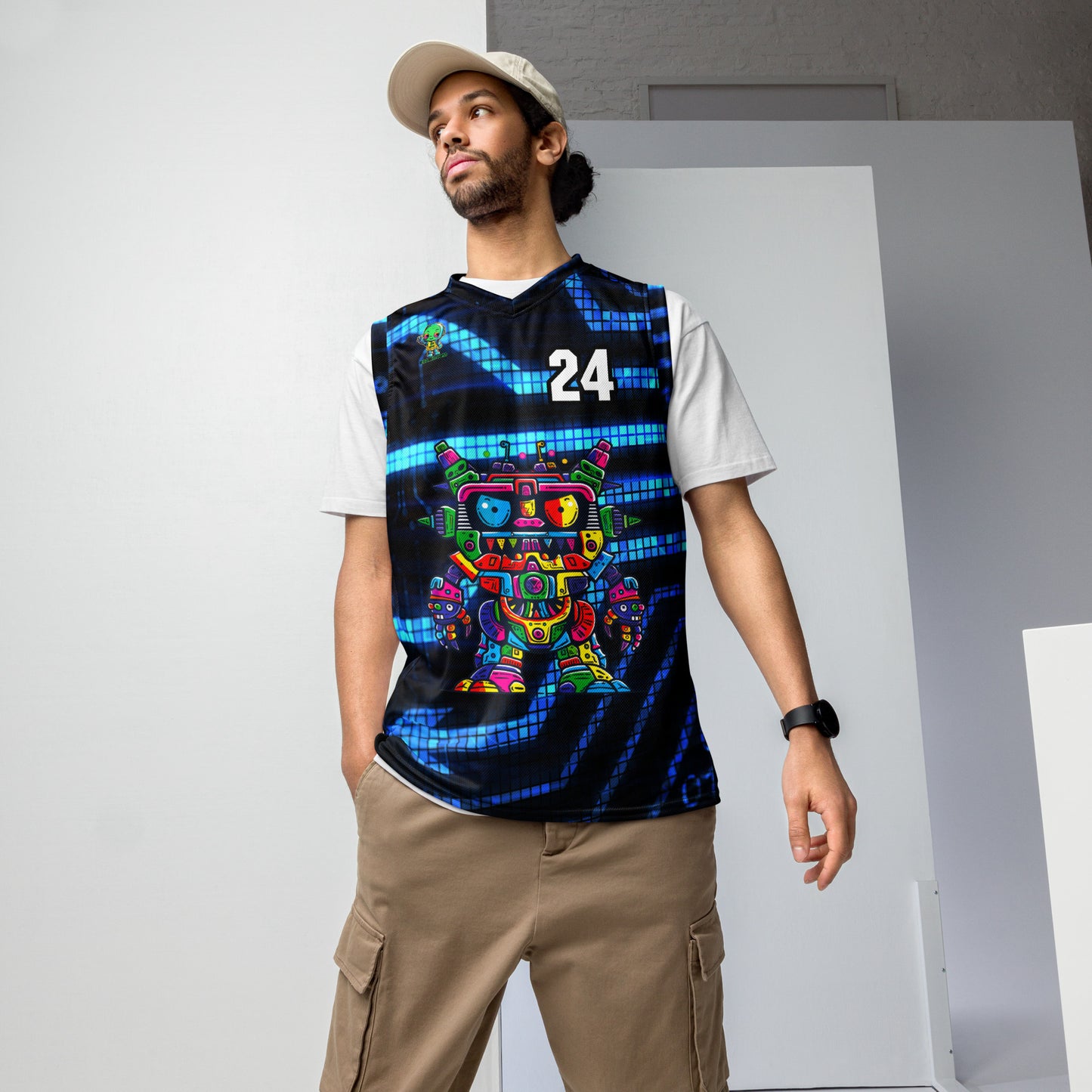 Robo Rebel - Recycled unisex basketball jersey - Digital Pulse Colorway