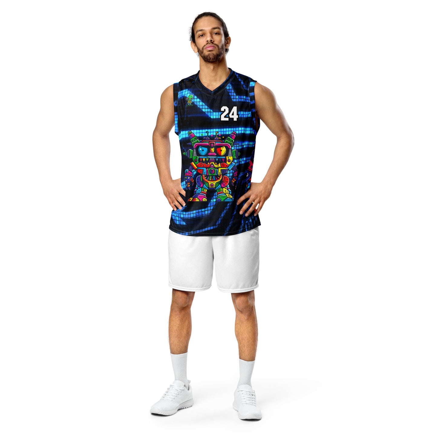 Robo Rebel - Recycled unisex basketball jersey - Digital Pulse Colorway