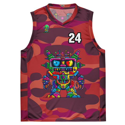 Robo Rebel - Recycled unisex basketball jersey - Inferno Camo Colorway