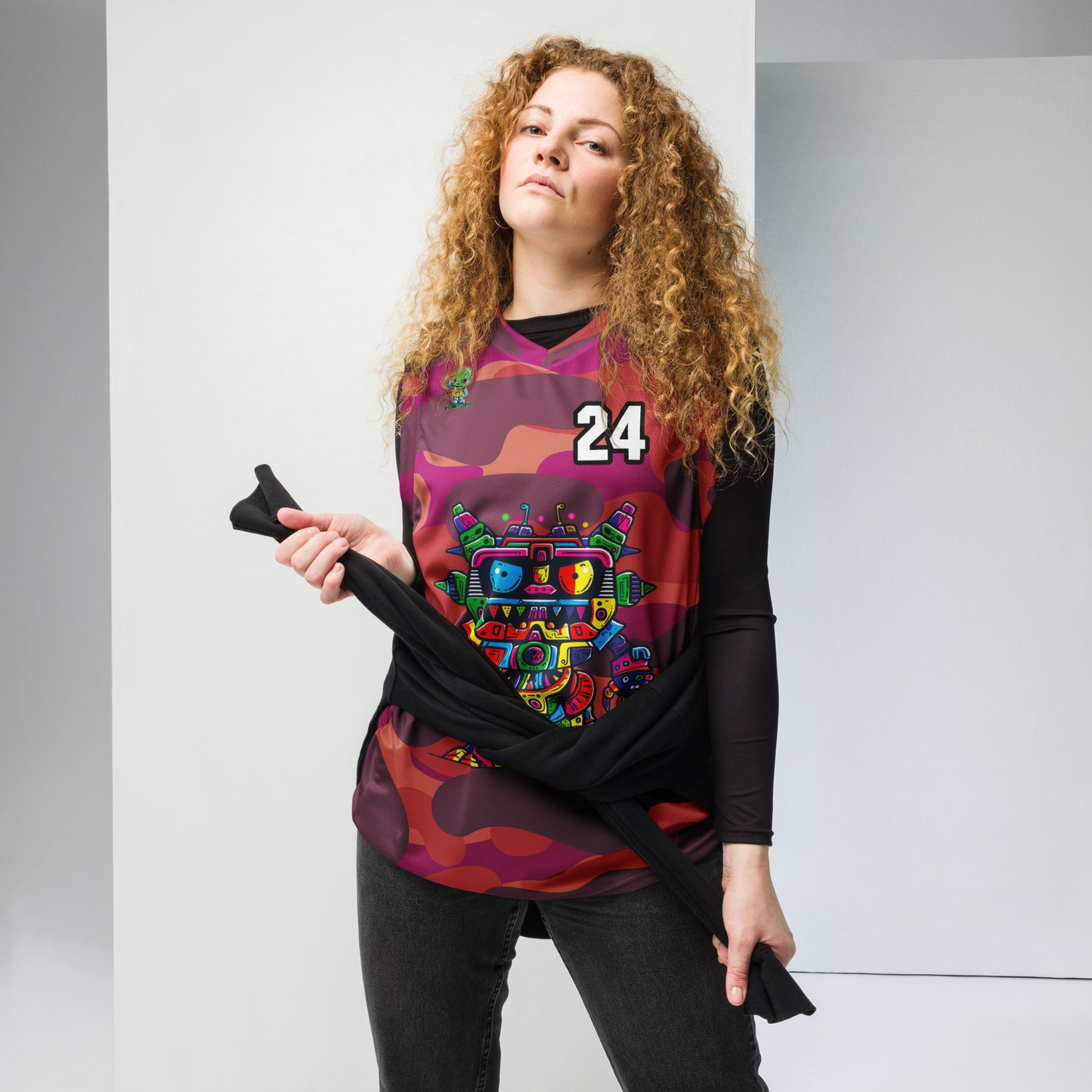 Robo Rebel - Recycled unisex basketball jersey - Inferno Camo Colorway