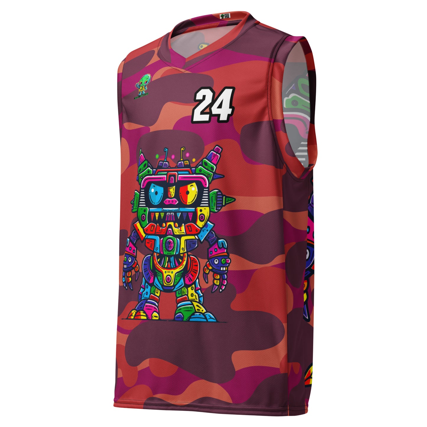 Robo Rebel - Recycled unisex basketball jersey - Inferno Camo Colorway