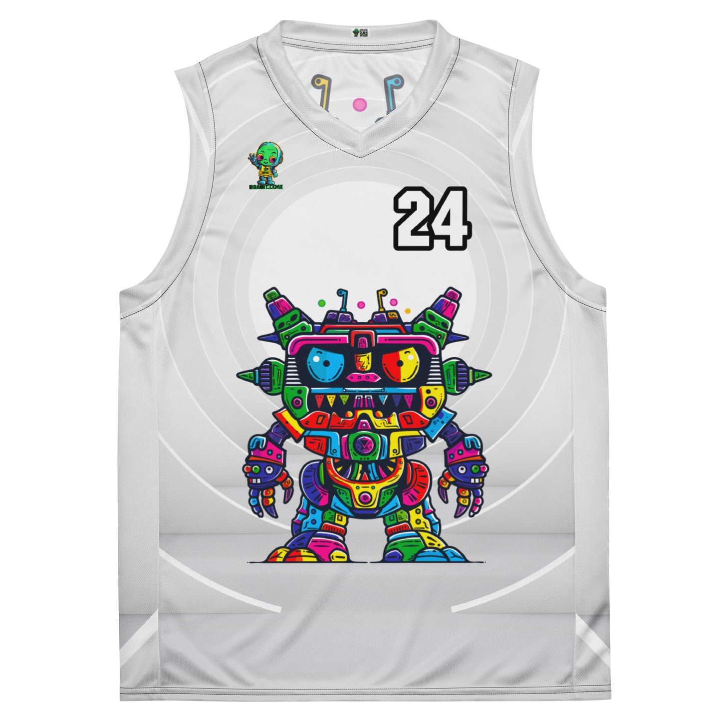 Robo Rebel - Recycled unisex basketball jersey - Ivory Vortex Colorway