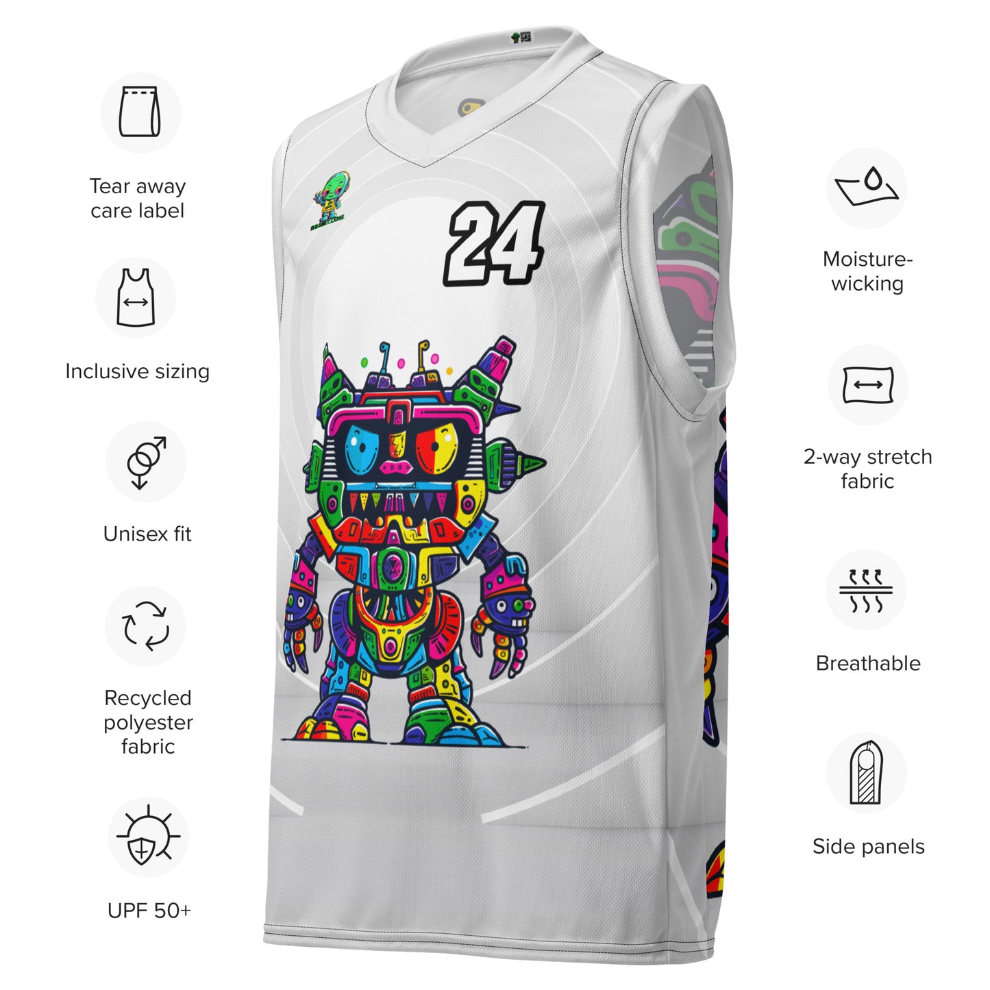 Robo Rebel - Recycled unisex basketball jersey - Ivory Vortex Colorway