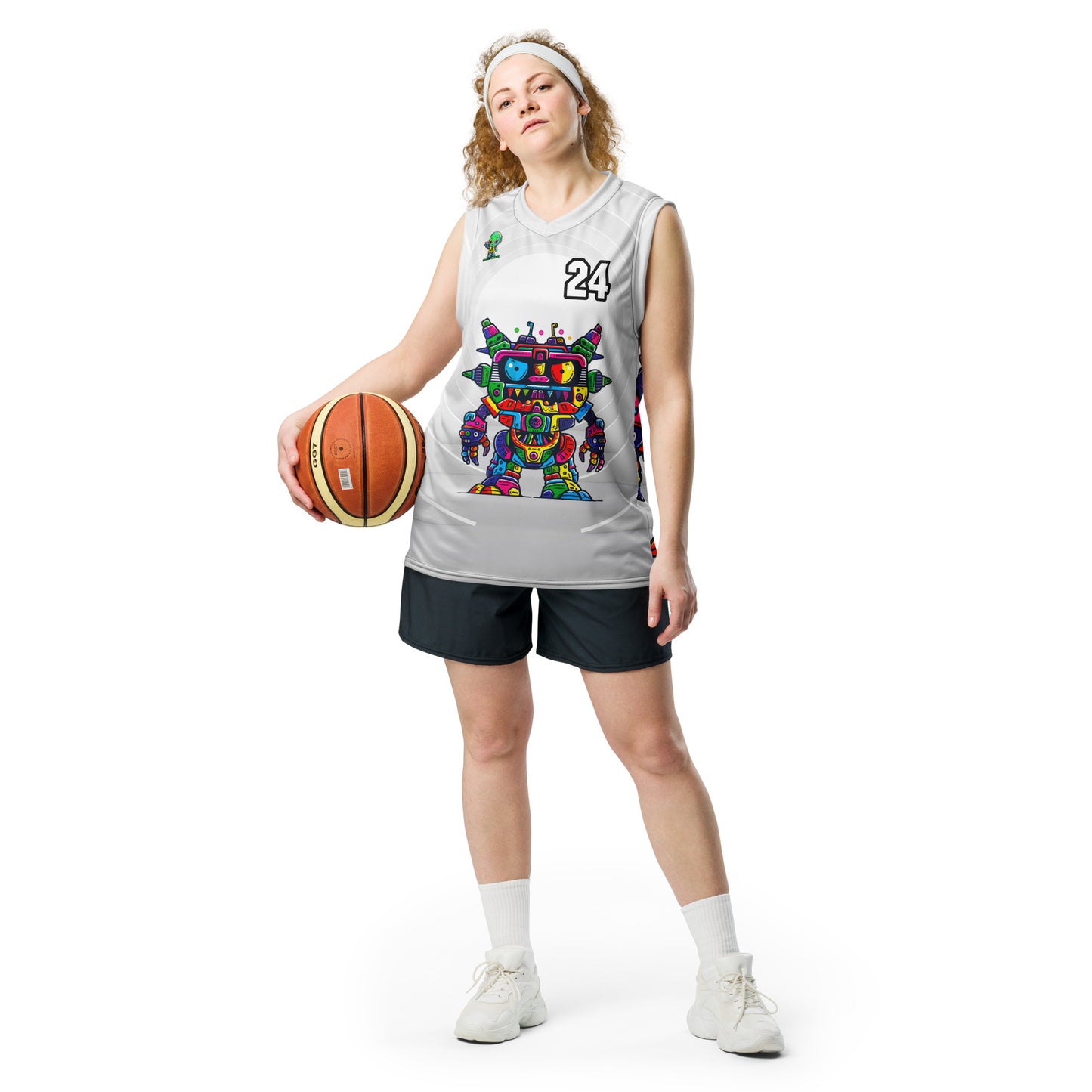 Robo Rebel - Recycled unisex basketball jersey - Ivory Vortex Colorway