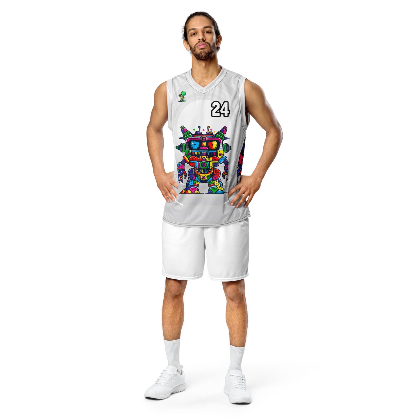 Robo Rebel - Recycled unisex basketball jersey - Ivory Vortex Colorway