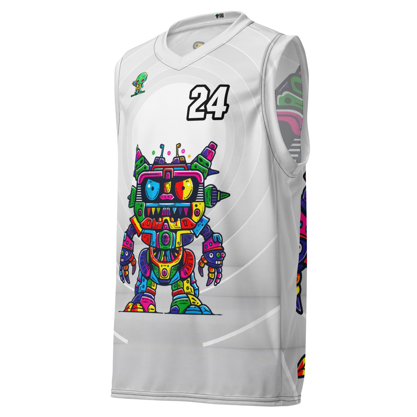 Robo Rebel - Recycled unisex basketball jersey - Ivory Vortex Colorway