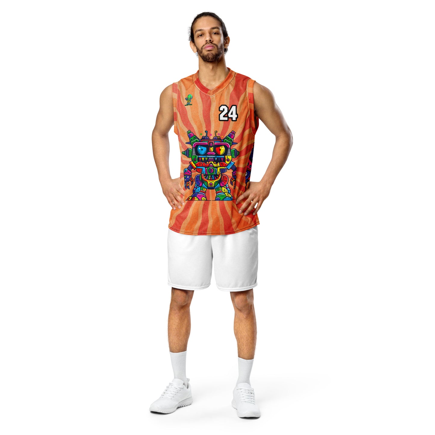 Robo Rebel - Recycled unisex basketball jersey - Solar Flare Colorway