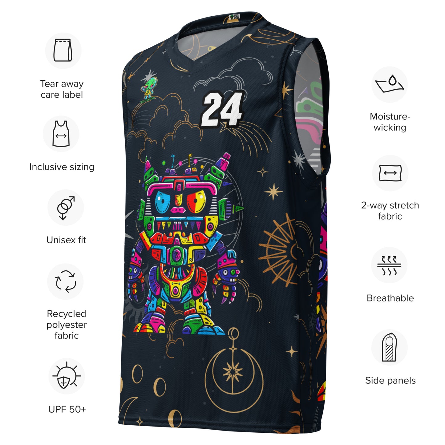 Robo Rebel - Recycled unisex basketball jersey - Starry Odyssey Colorway