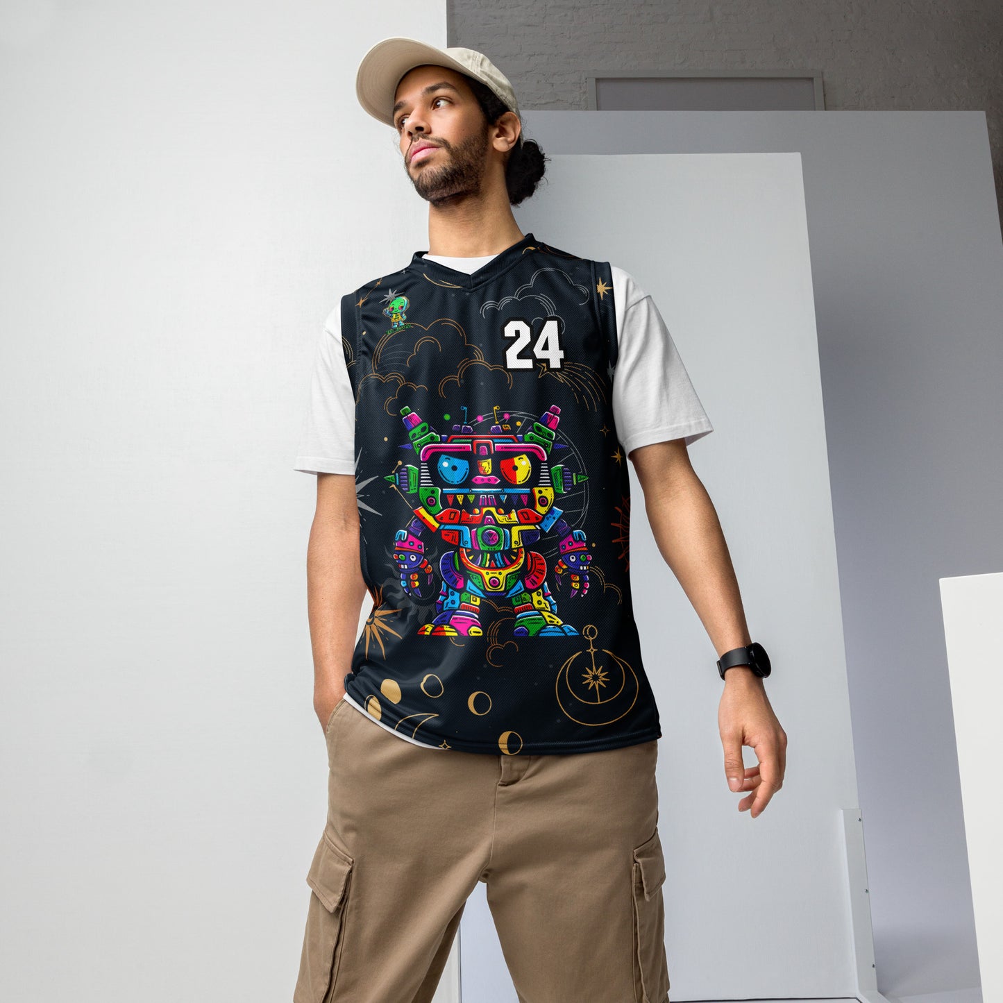 Robo Rebel - Recycled unisex basketball jersey - Starry Odyssey Colorway