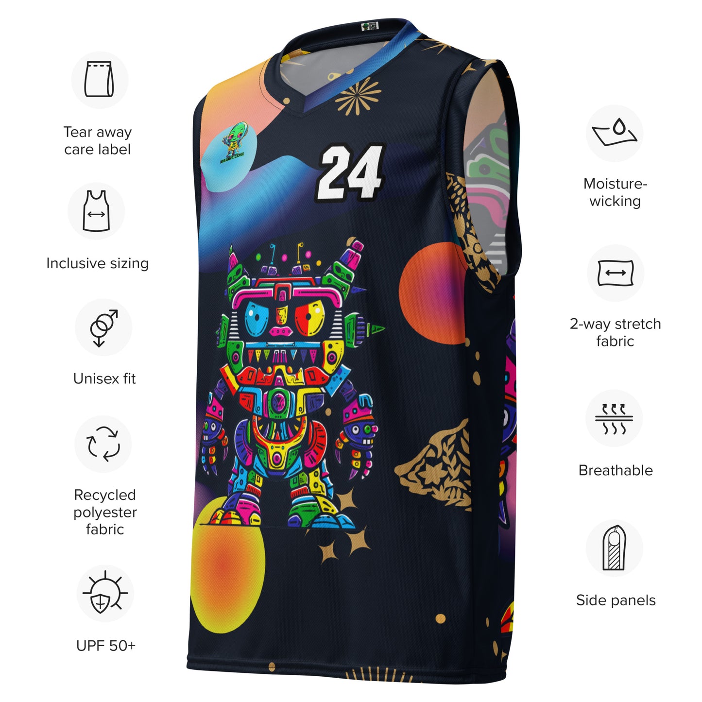 Robo Rebel - Recycled unisex basketball jersey - Nebula Night Colorway