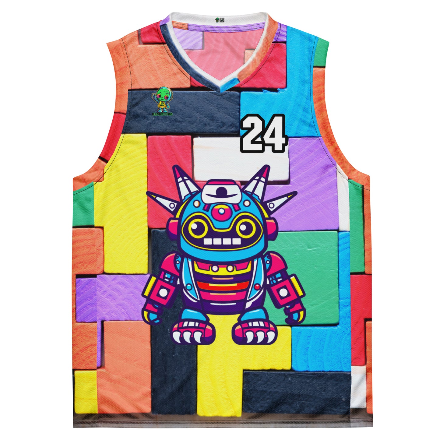 Techno Guardian - Recycled unisex basketball jersey - Block Fusion Colorway