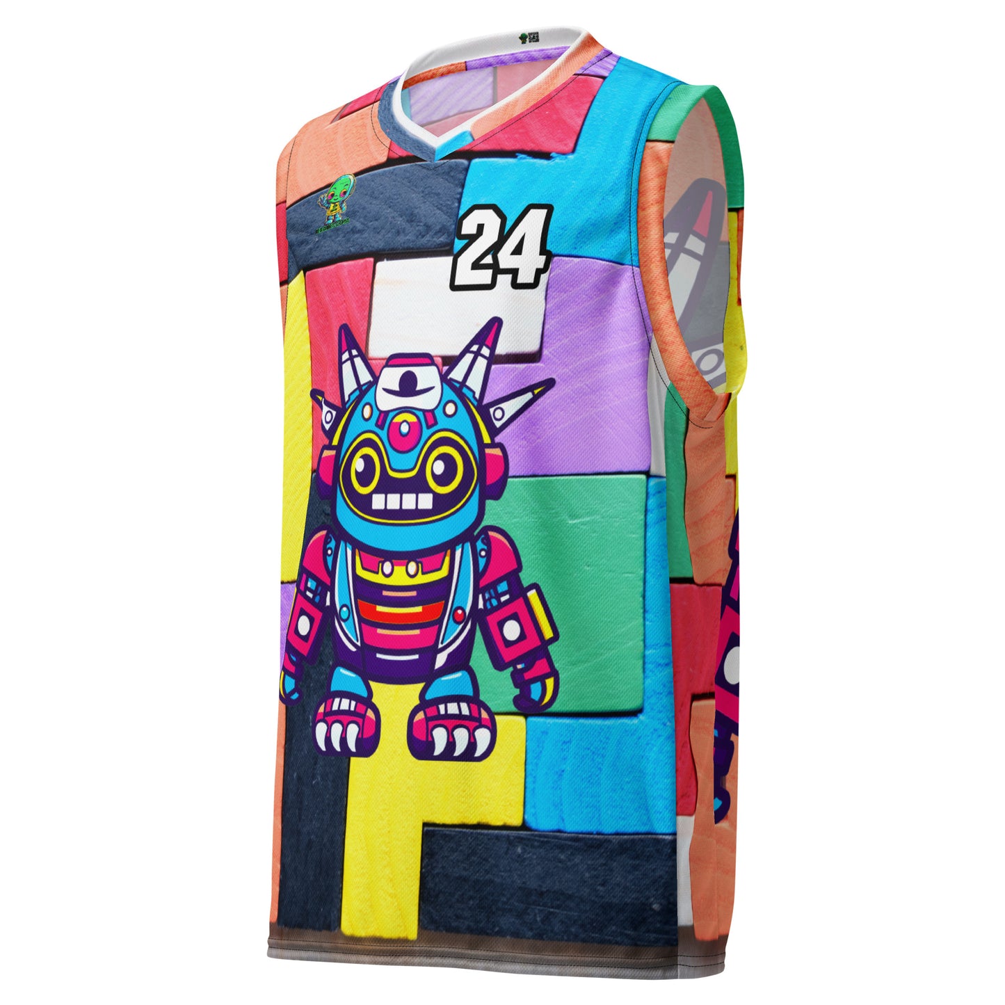 Techno Guardian - Recycled unisex basketball jersey - Block Fusion Colorway