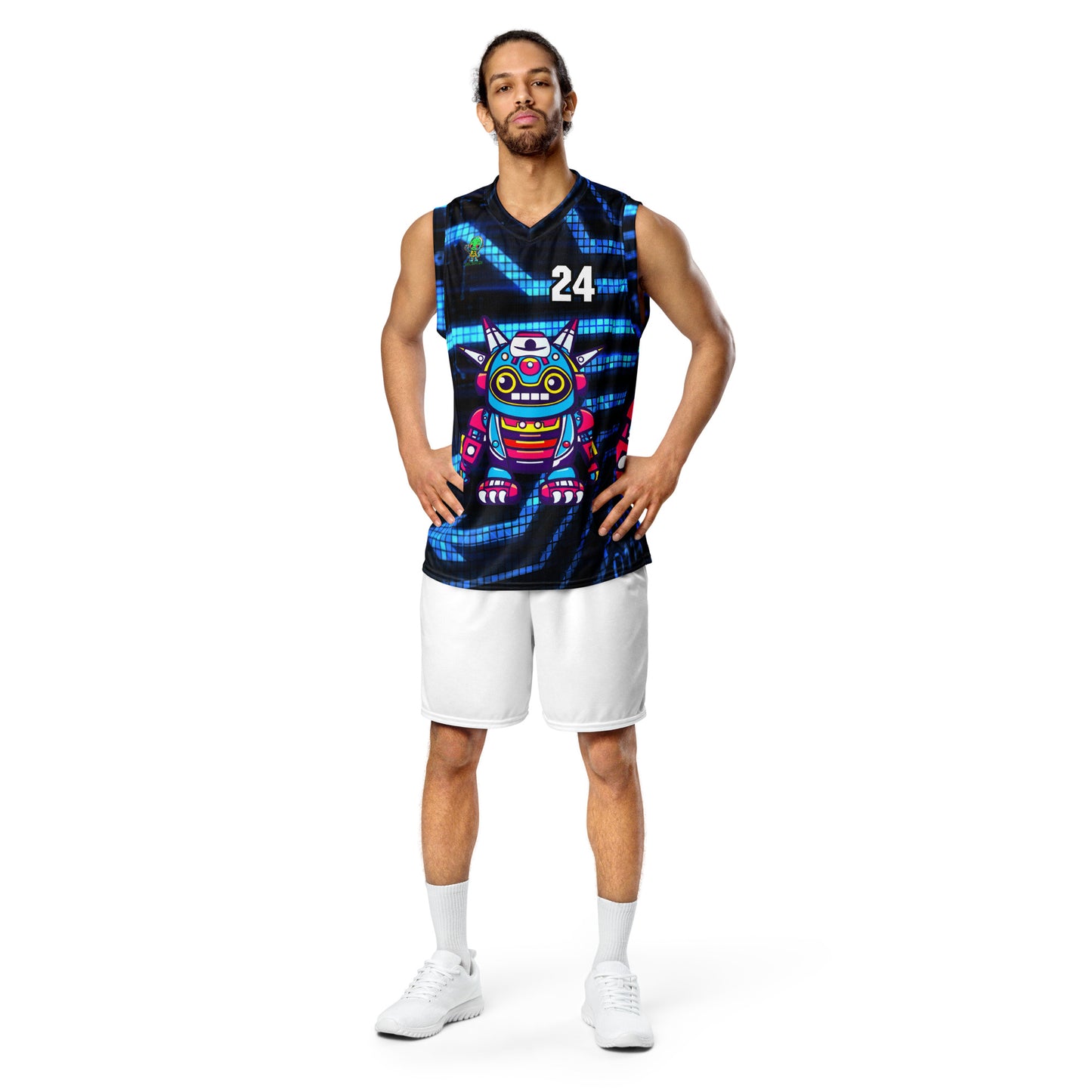Techno Guardian - Recycled unisex basketball jersey - Digital Pulse Colorway