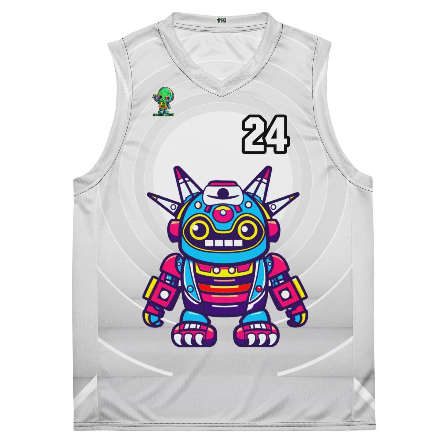 Techno Guardian - Recycled unisex basketball jersey - Ivory Vortex Colorway
