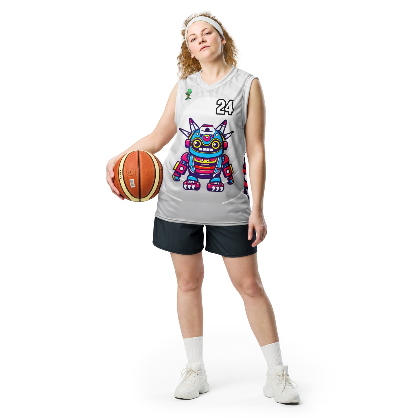 Techno Guardian - Recycled unisex basketball jersey - Ivory Vortex Colorway