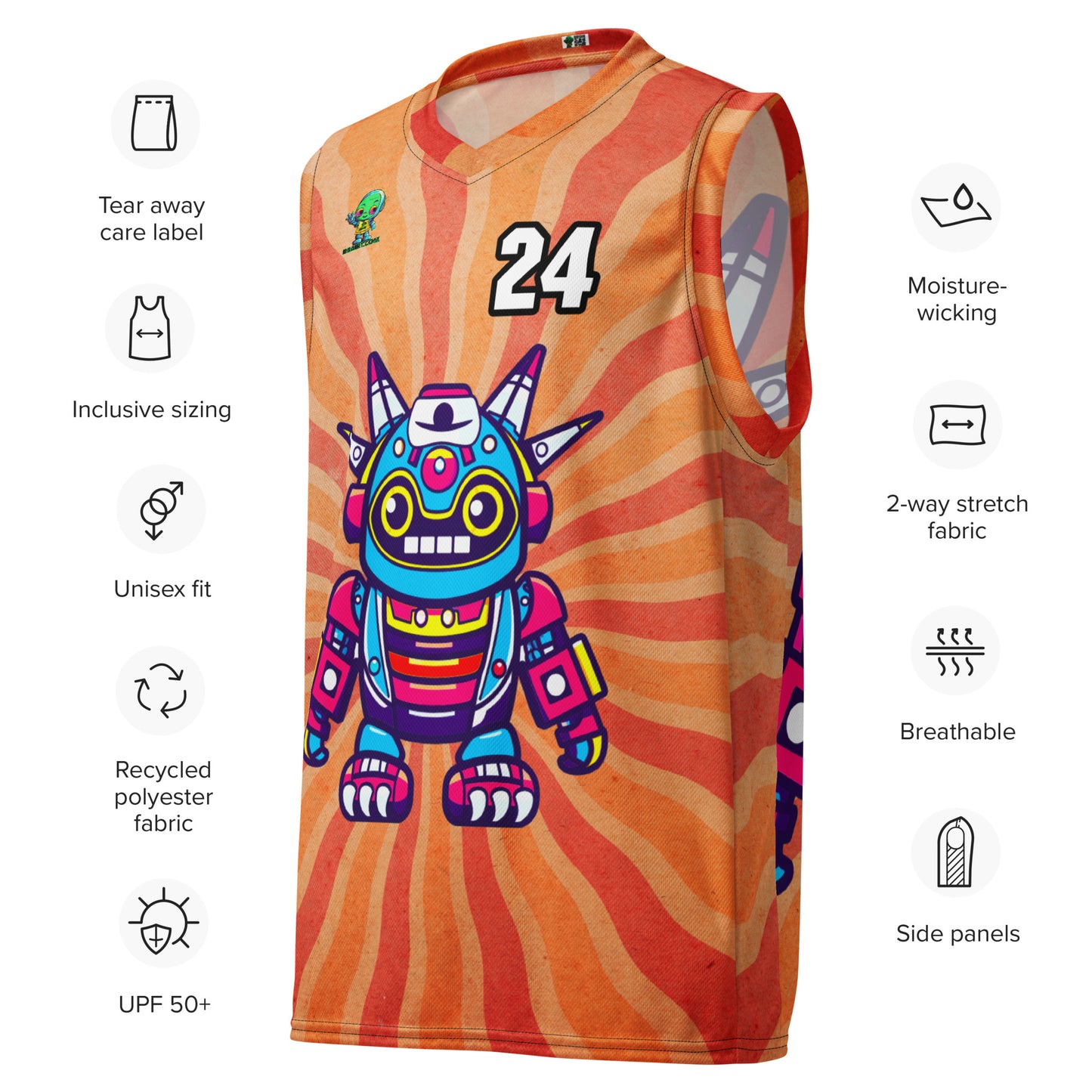 Techno Guardian - Recycled unisex basketball jersey - Solar Flare Colorway