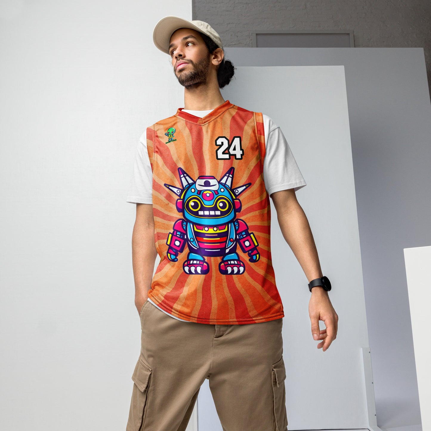 Techno Guardian - Recycled unisex basketball jersey - Solar Flare Colorway