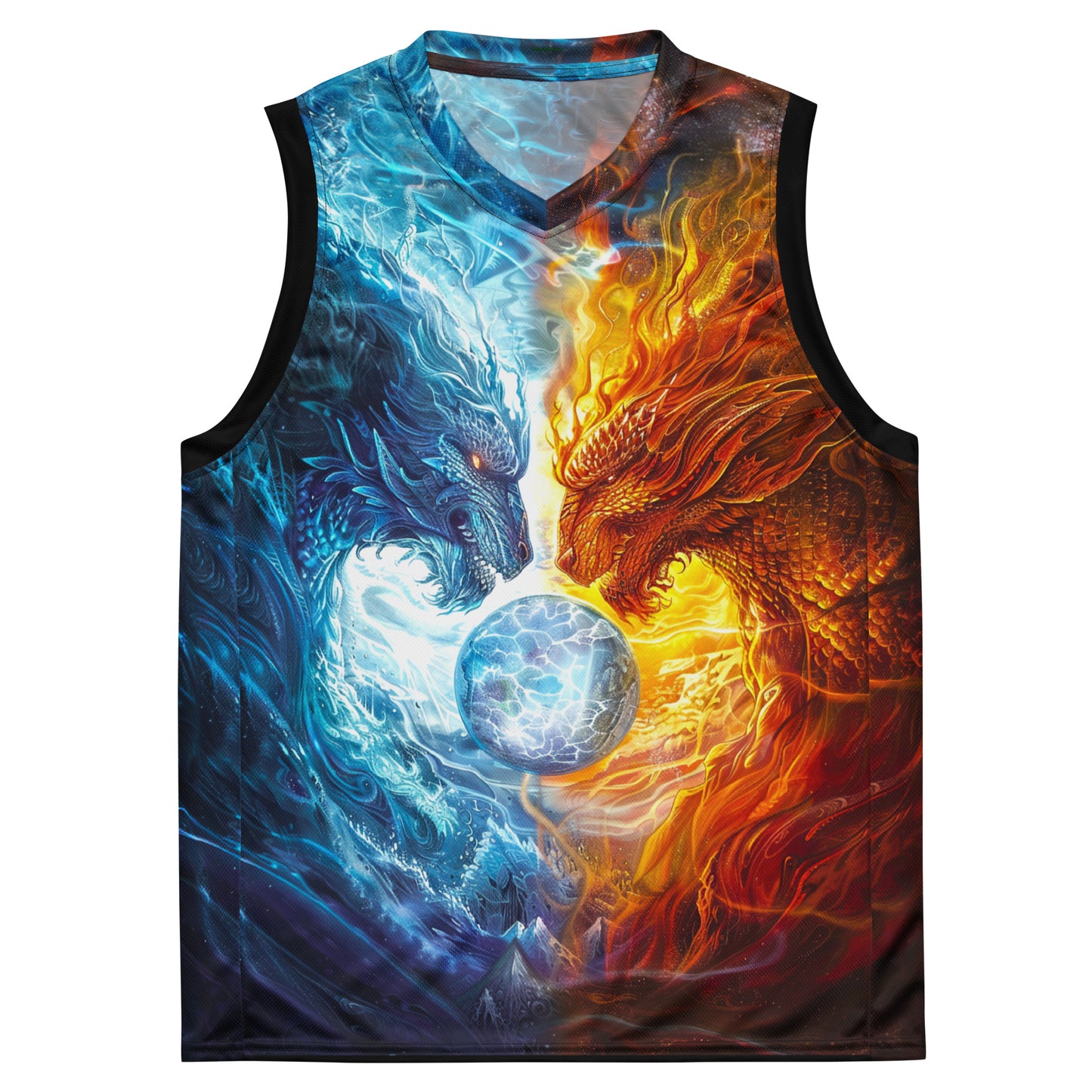 Equinox Harmony: Fire and Ice Guardians - Recycled unisex basketball jersey