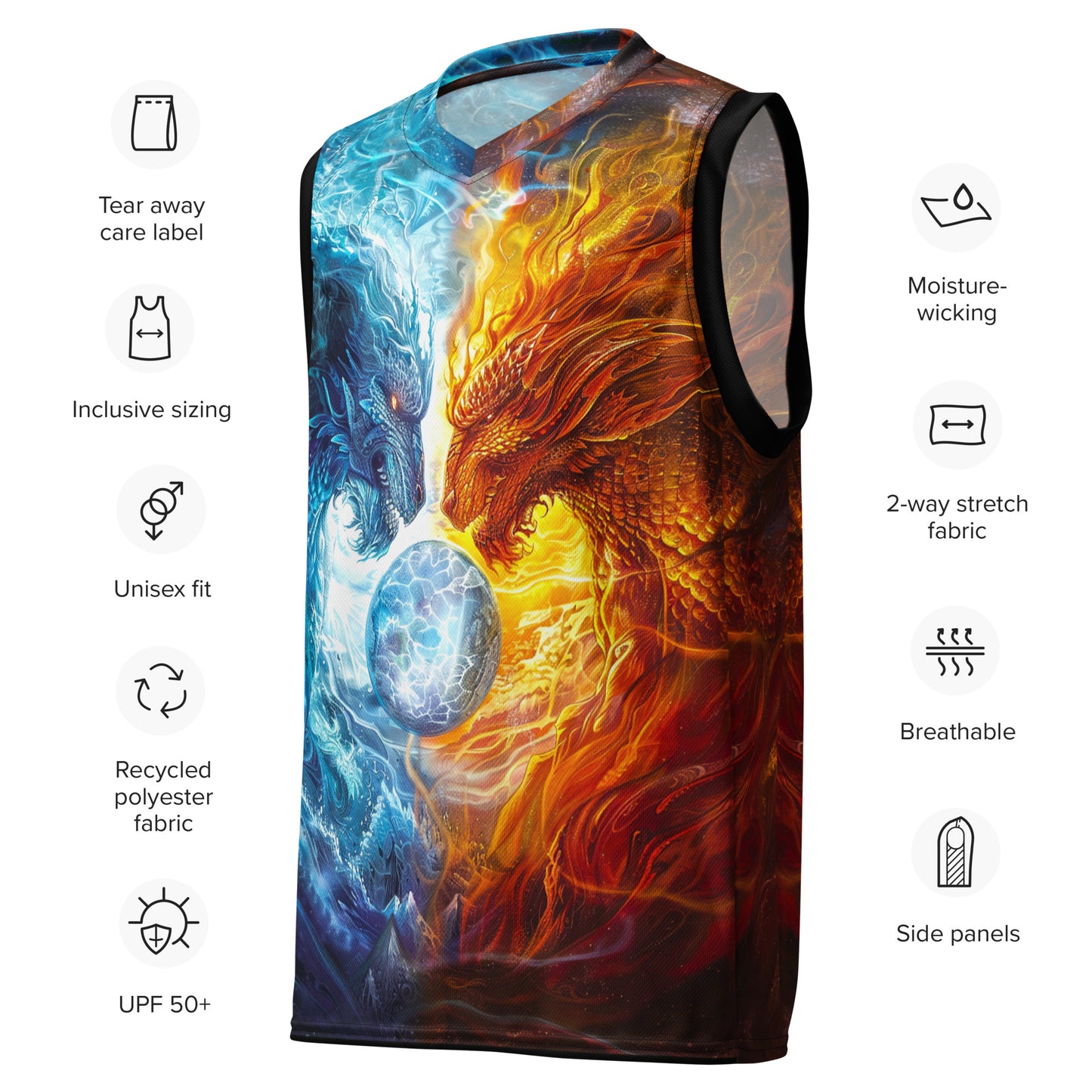 Equinox Harmony: Fire and Ice Guardians - Recycled unisex basketball jersey