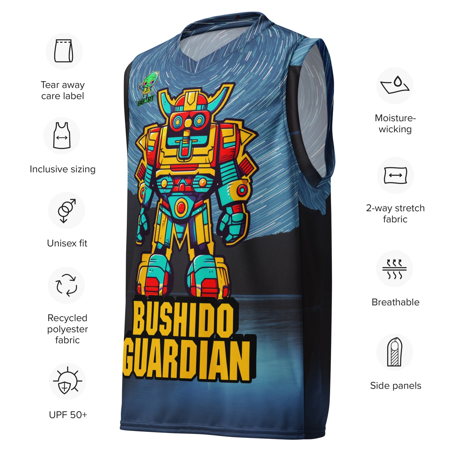 Mech Bushido Guardian - Recycled unisex basketball jersey - Lake