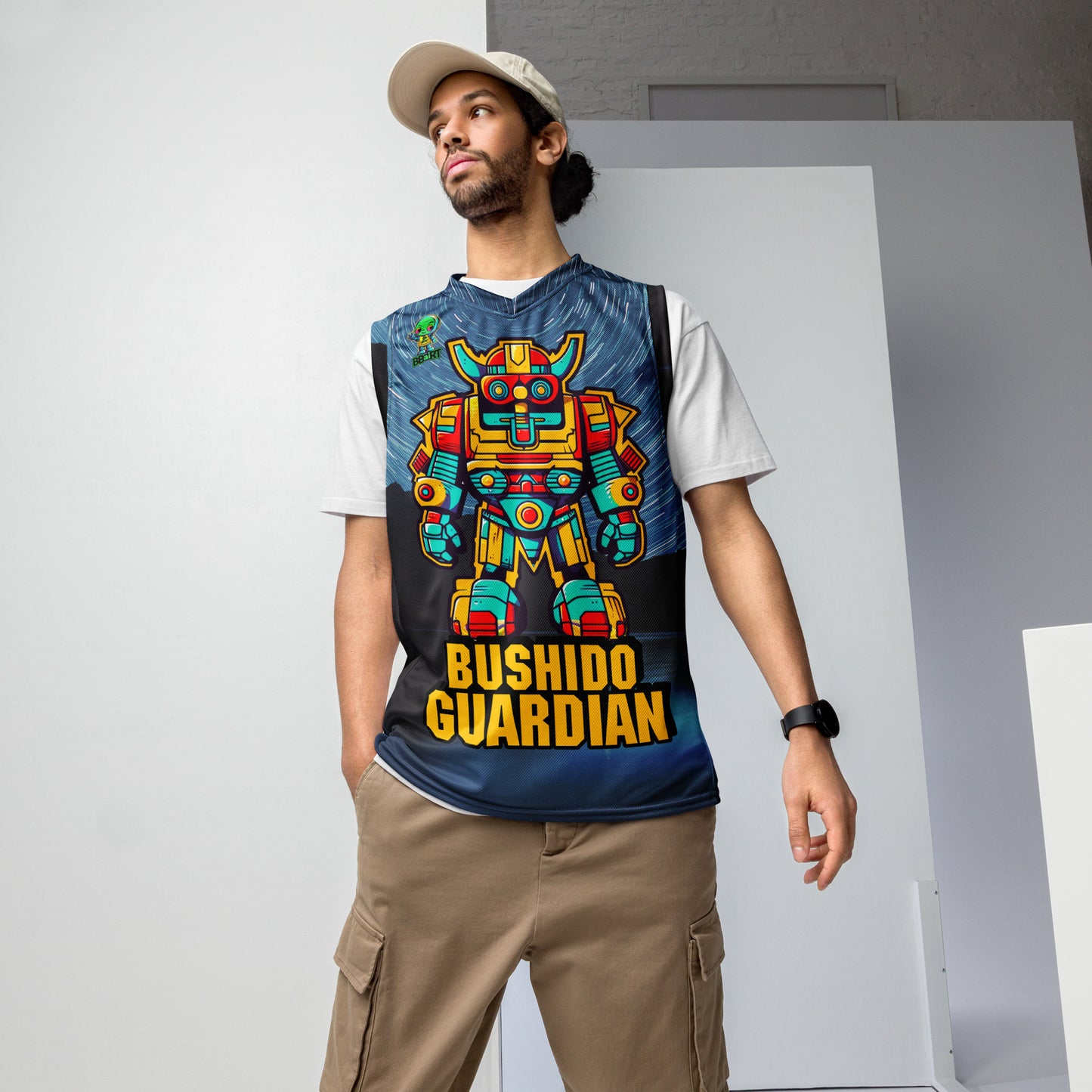 Mech Bushido Guardian - Recycled unisex basketball jersey - Lake