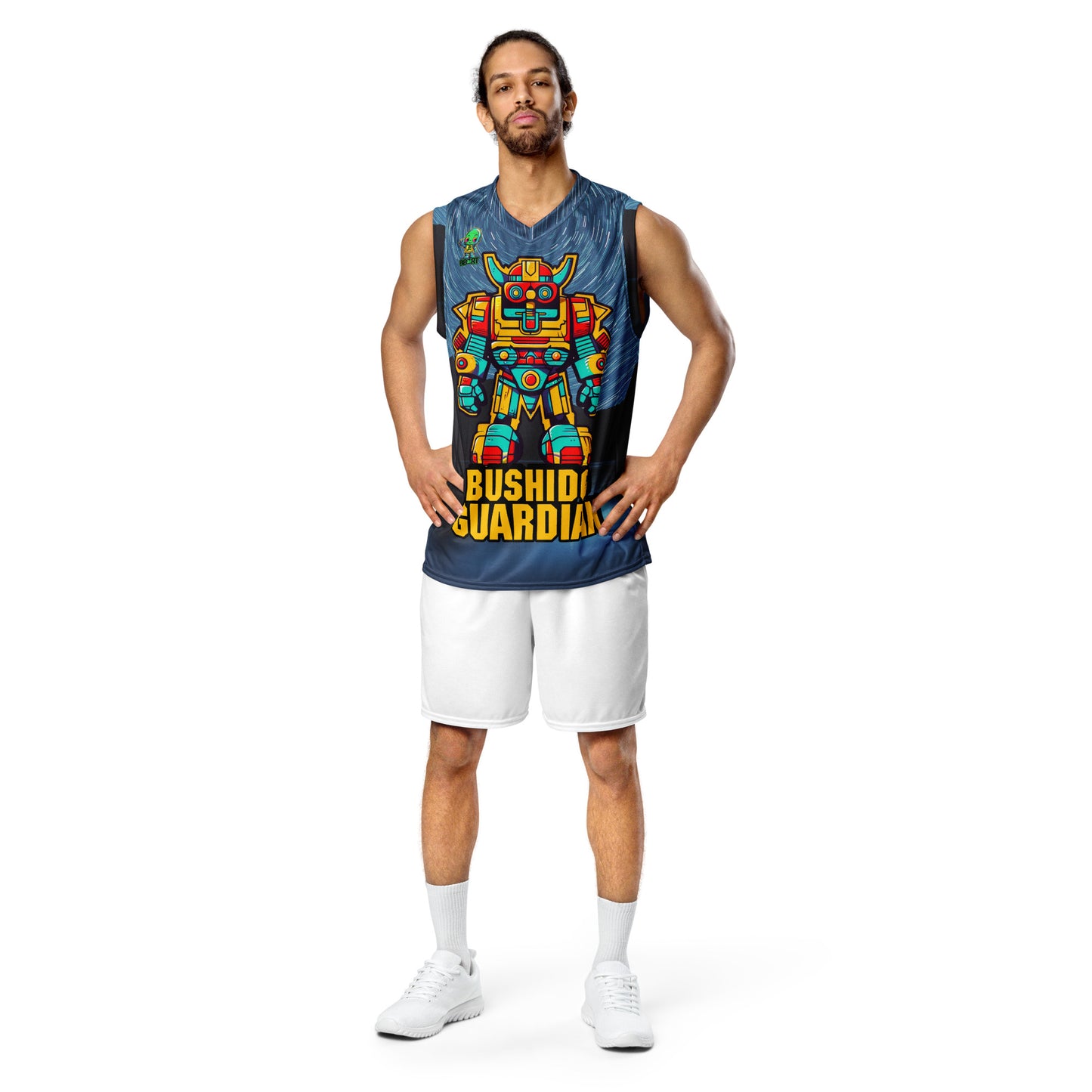 Mech Bushido Guardian - Recycled unisex basketball jersey - Lake