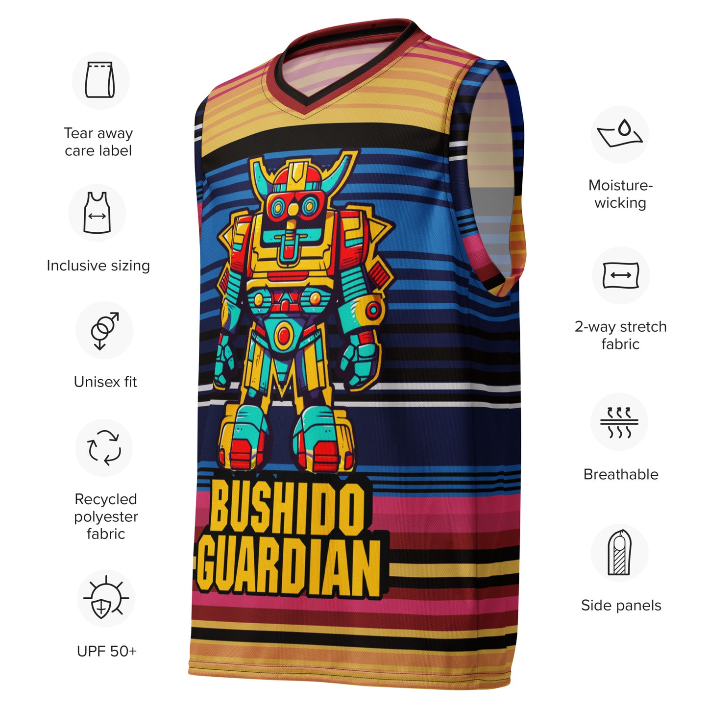 Mech Bushido Guardian - Recycled unisex basketball jersey - Neopolitan