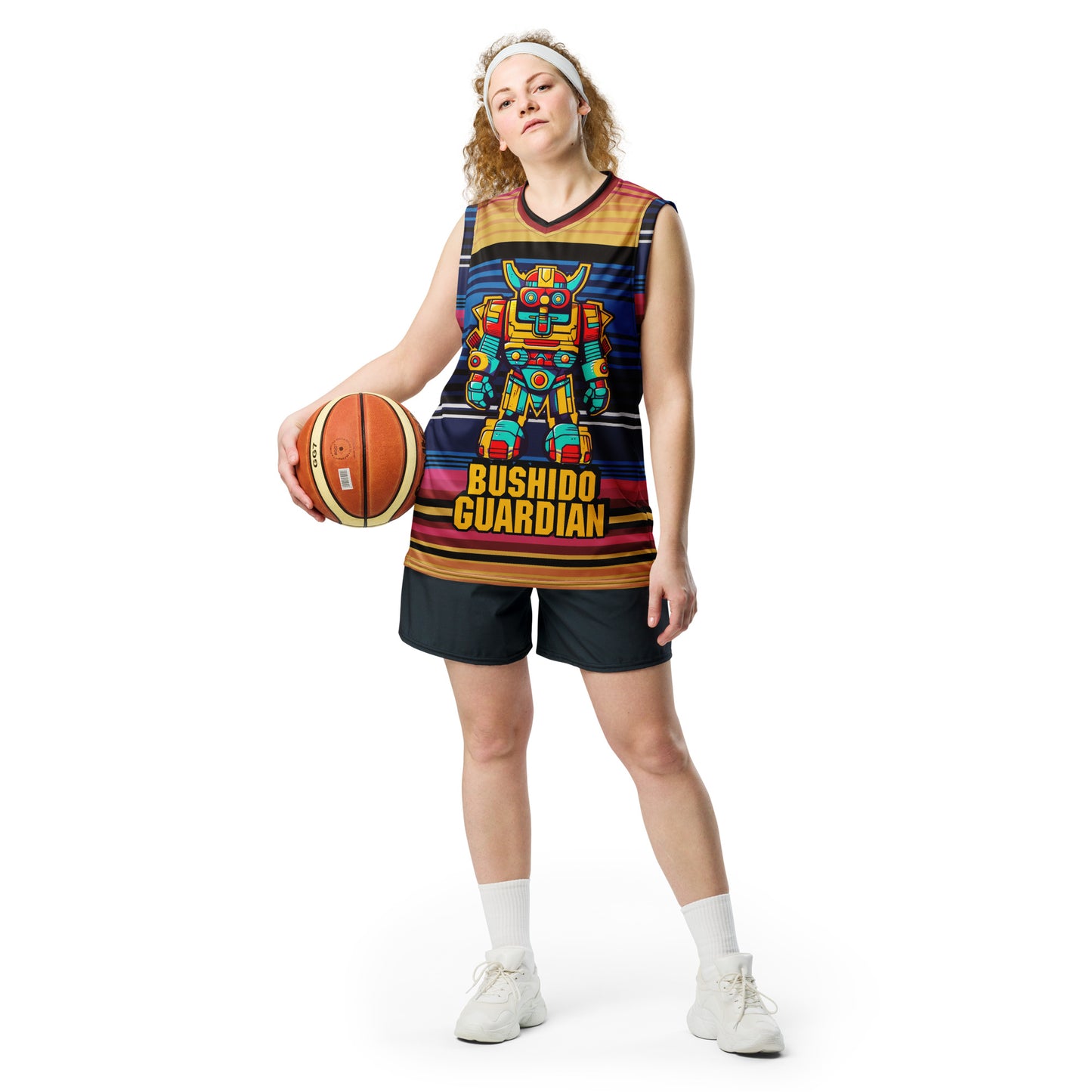 Mech Bushido Guardian - Recycled unisex basketball jersey - Neopolitan