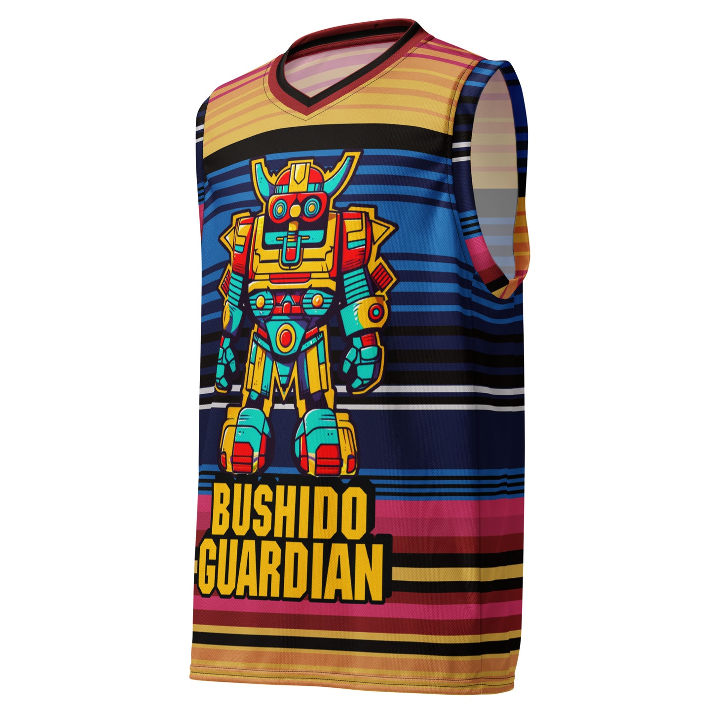 Mech Bushido Guardian - Recycled unisex basketball jersey - Neopolitan