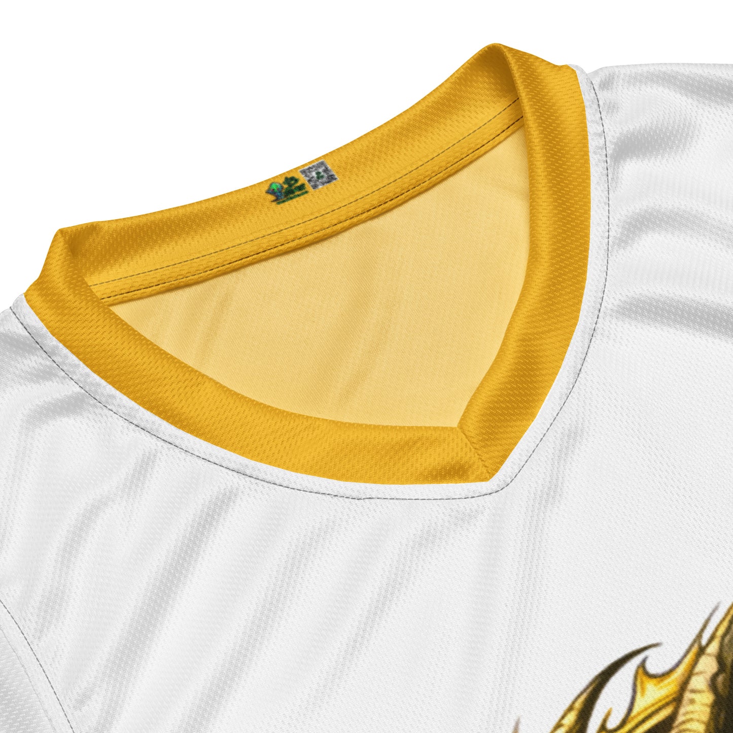 Zephyrion - Recycled unisex basketball jersey - white and gold