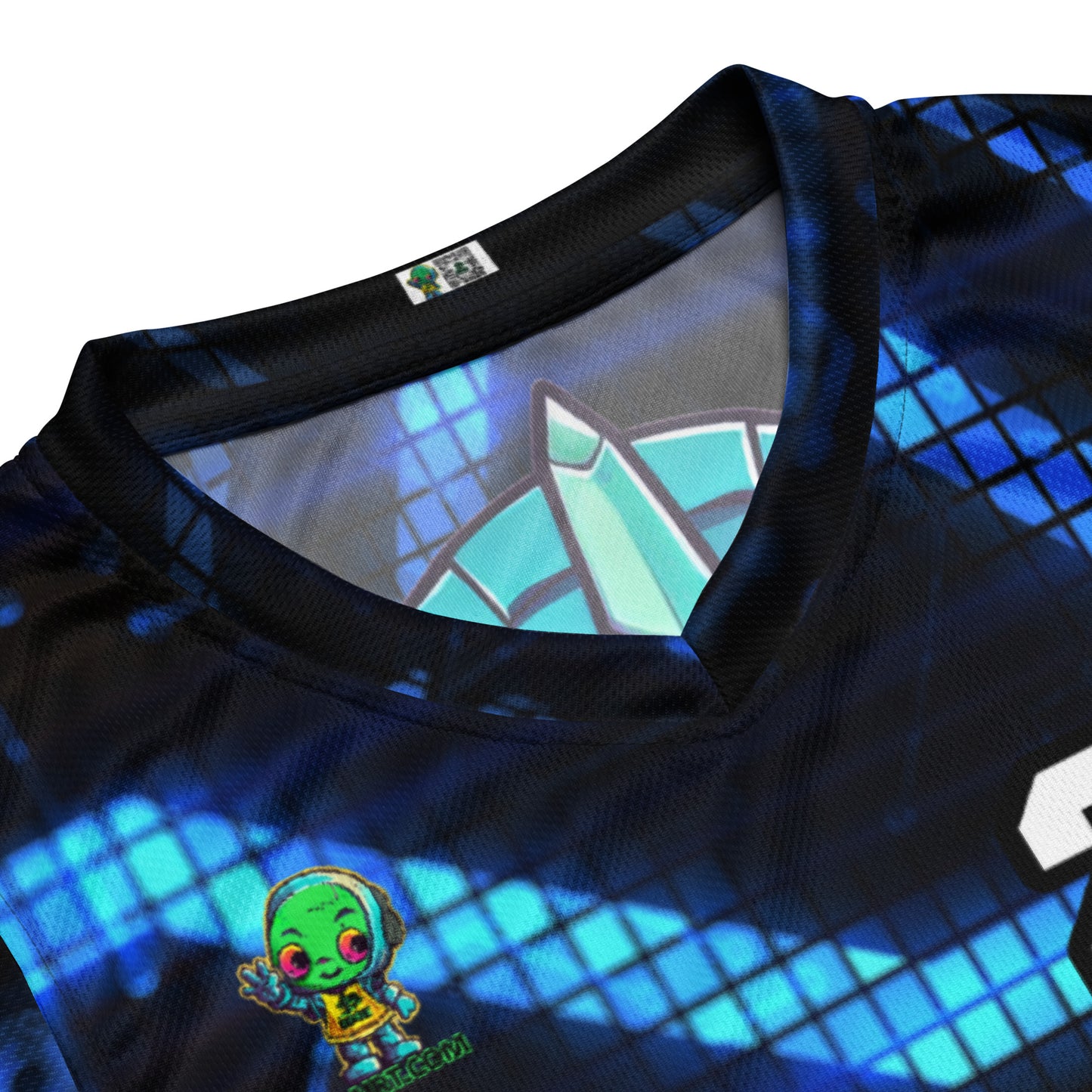 Rex the Reactor Watcher - Recycled unisex basketball jersey - Digital Pulse