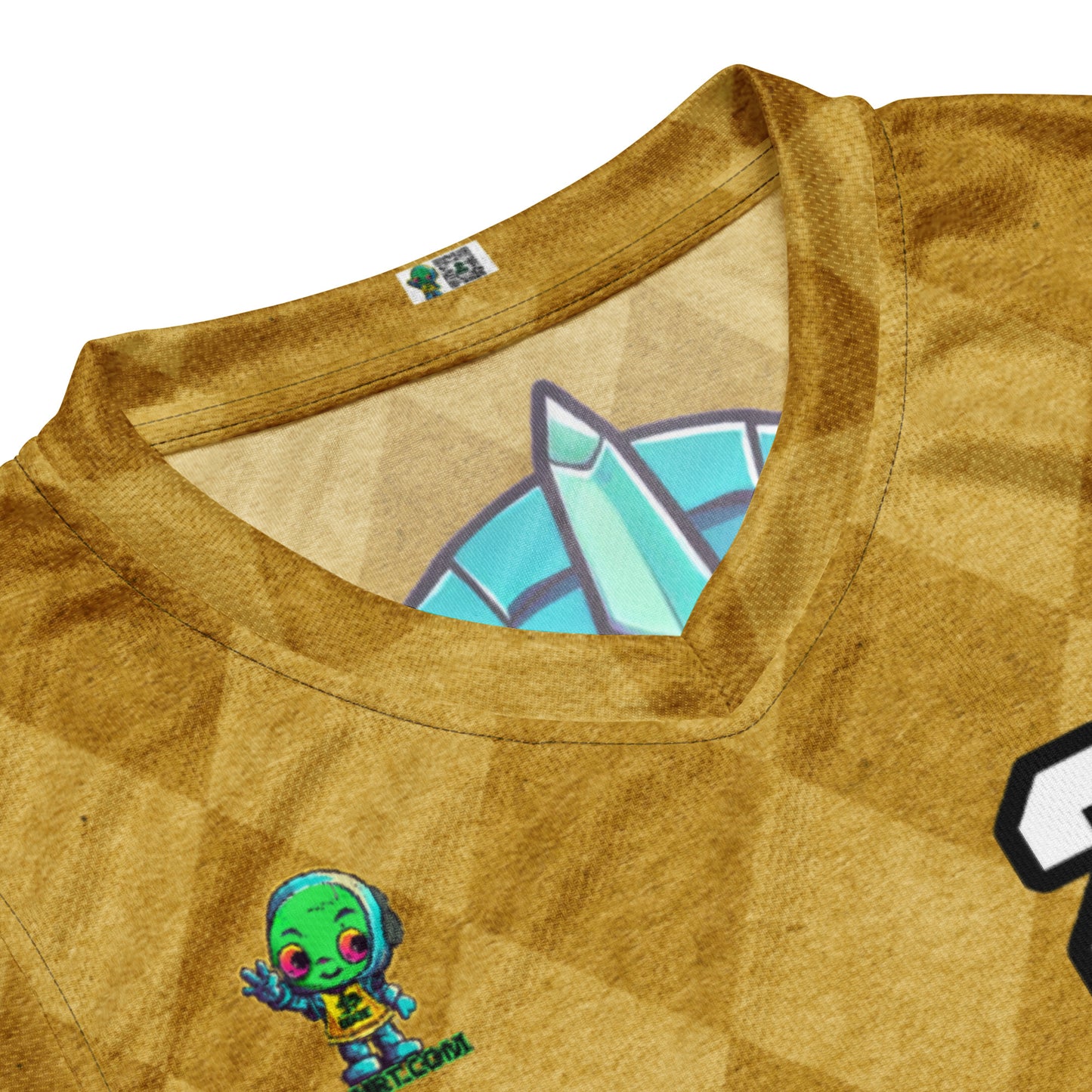 Rex the Reactor Watcher - Recycled unisex basketball jersey - Golden Argyle