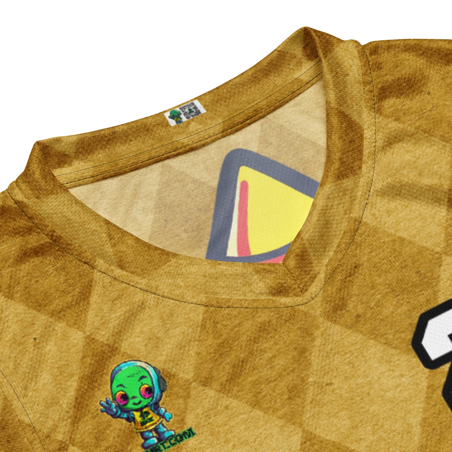 Zippy Zoid - Recycled unisex basketball jersey - Golden Argyle Colorway