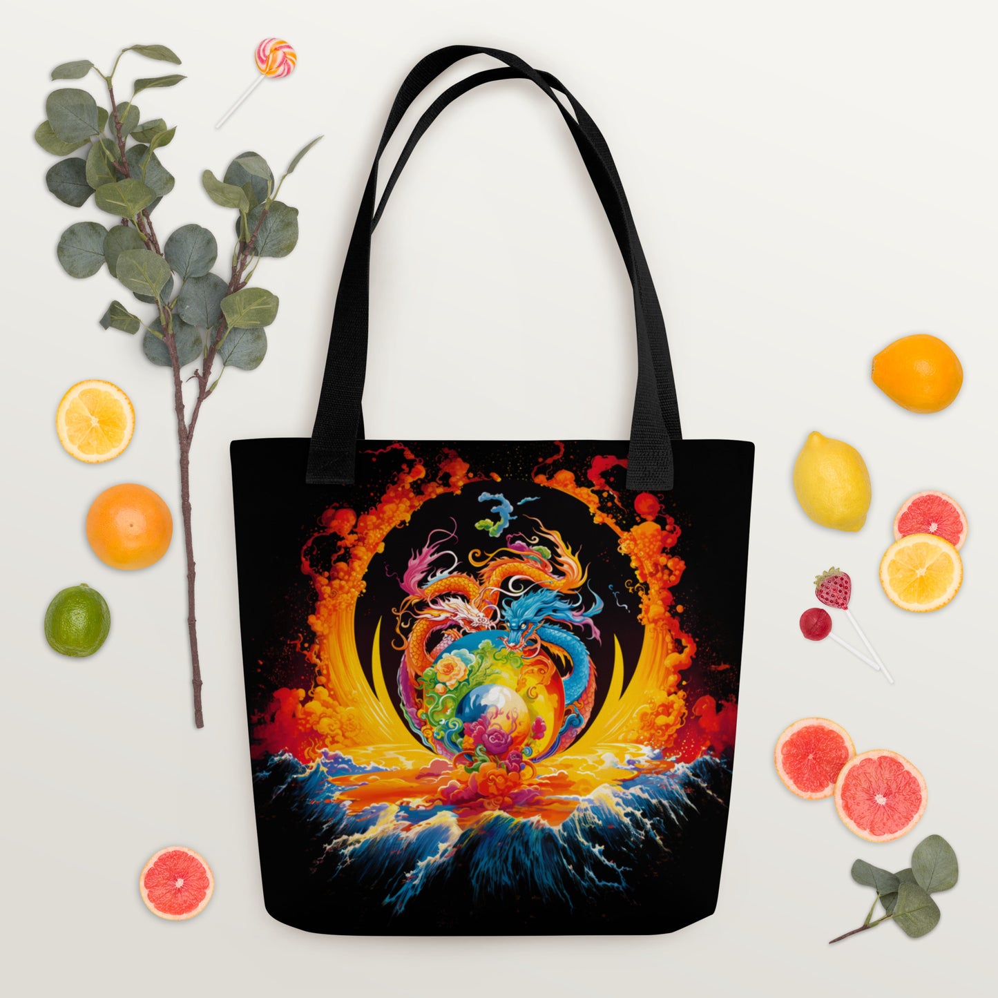 Eternal Harmony: Dual Dragon Tote Bag