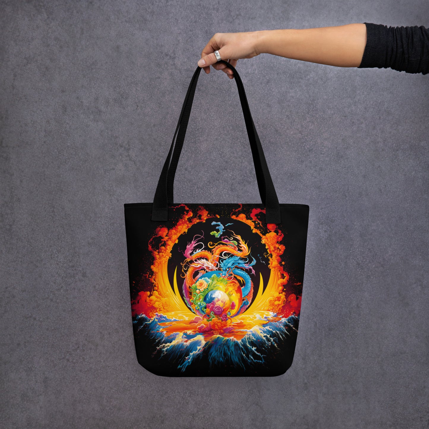 Eternal Harmony: Dual Dragon Tote Bag