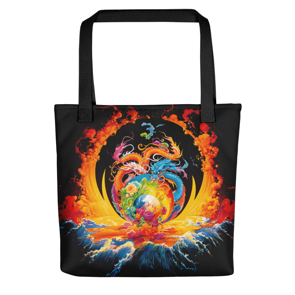 Eternal Harmony: Dual Dragon Tote Bag