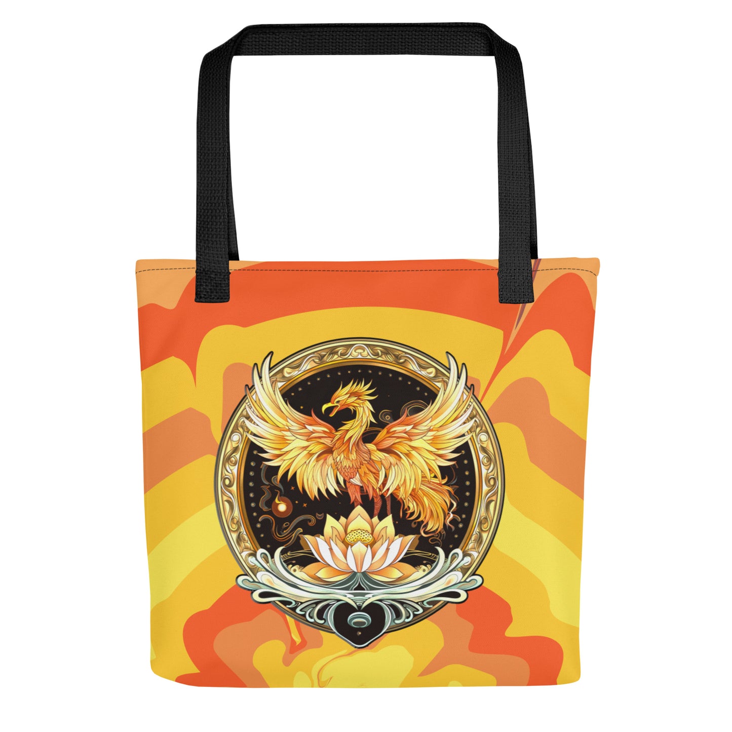 Elemental Harmony: Fiery Phoenix and Calm Lotus - Tote bag