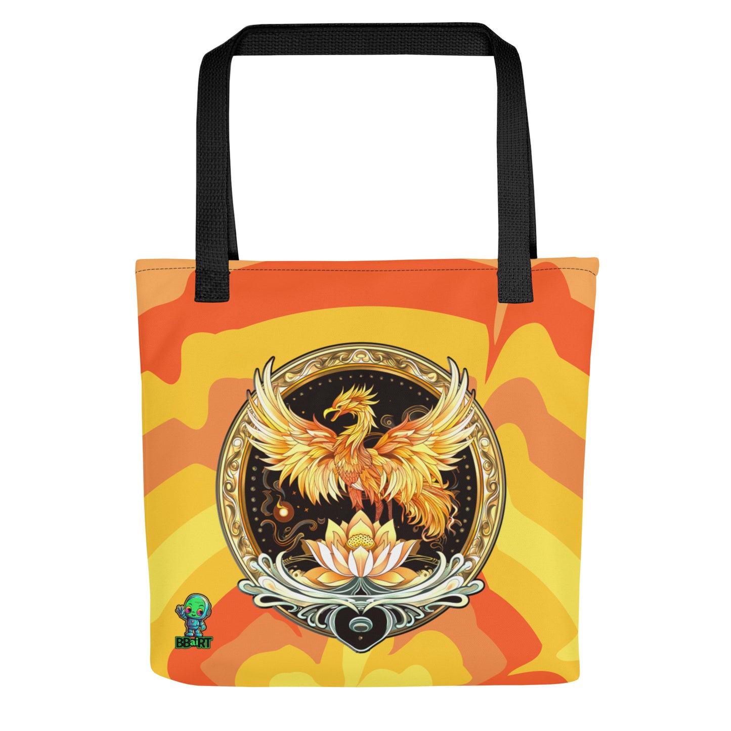 Elemental Harmony: Fiery Phoenix and Calm Lotus - Tote bag