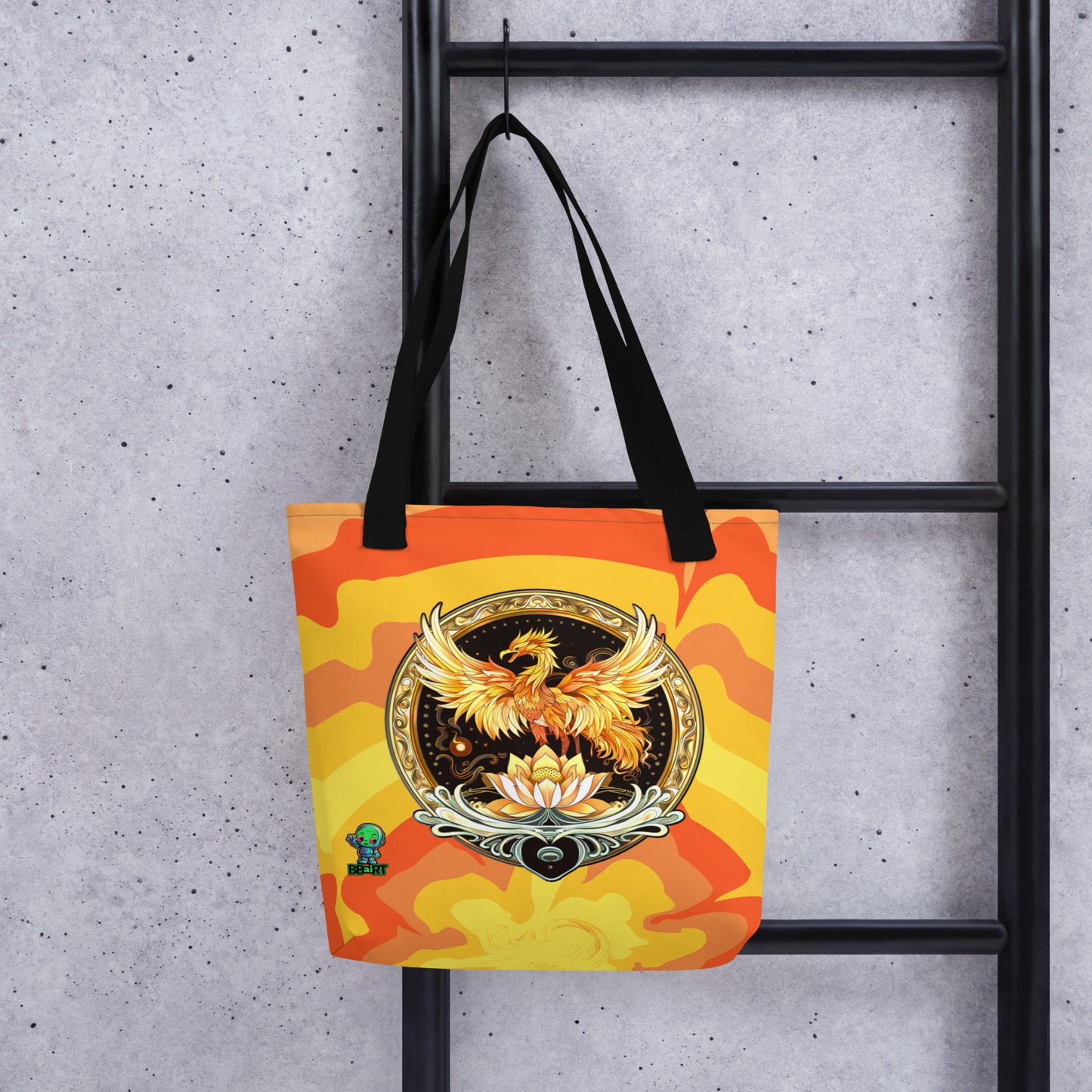 Elemental Harmony: Fiery Phoenix and Calm Lotus - Tote bag