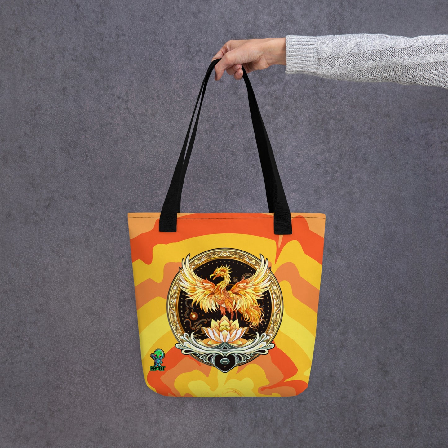 Elemental Harmony: Fiery Phoenix and Calm Lotus - Tote bag