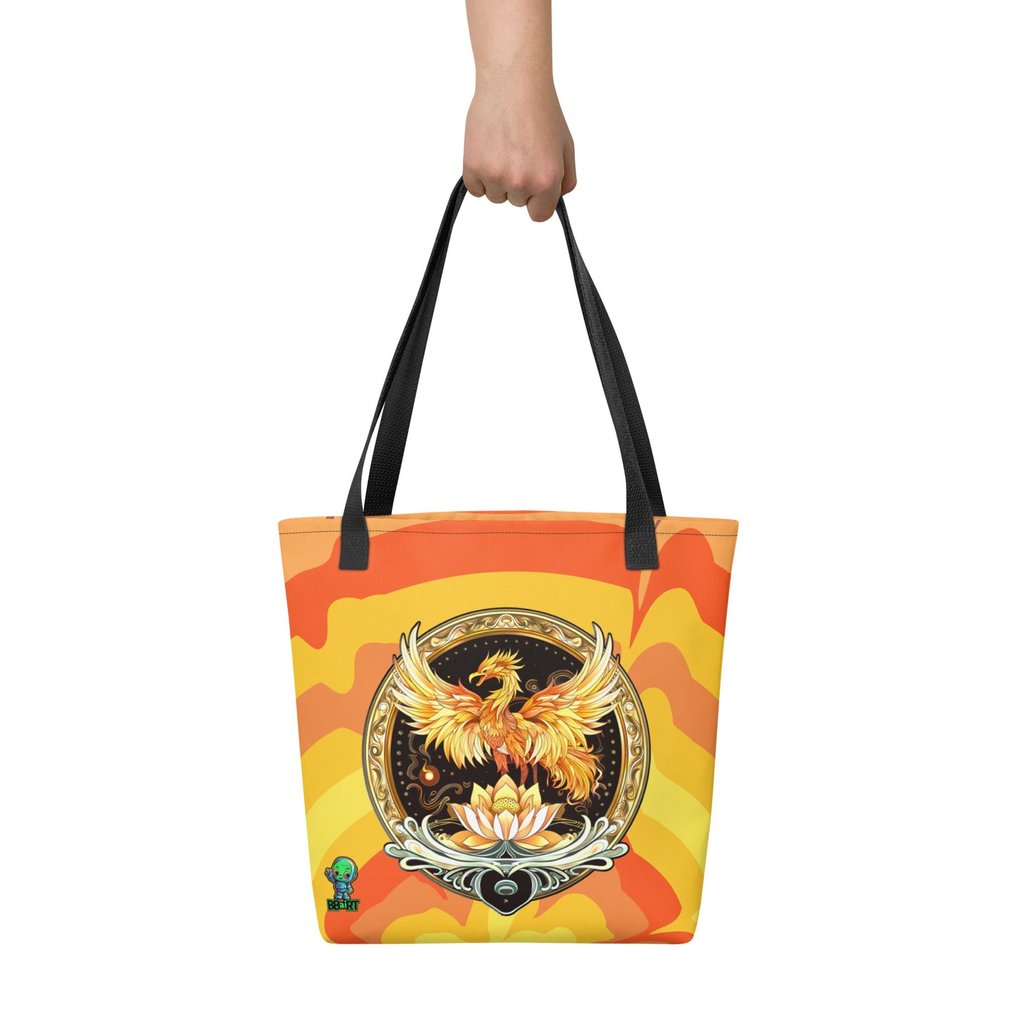 Elemental Harmony: Fiery Phoenix and Calm Lotus - Tote bag