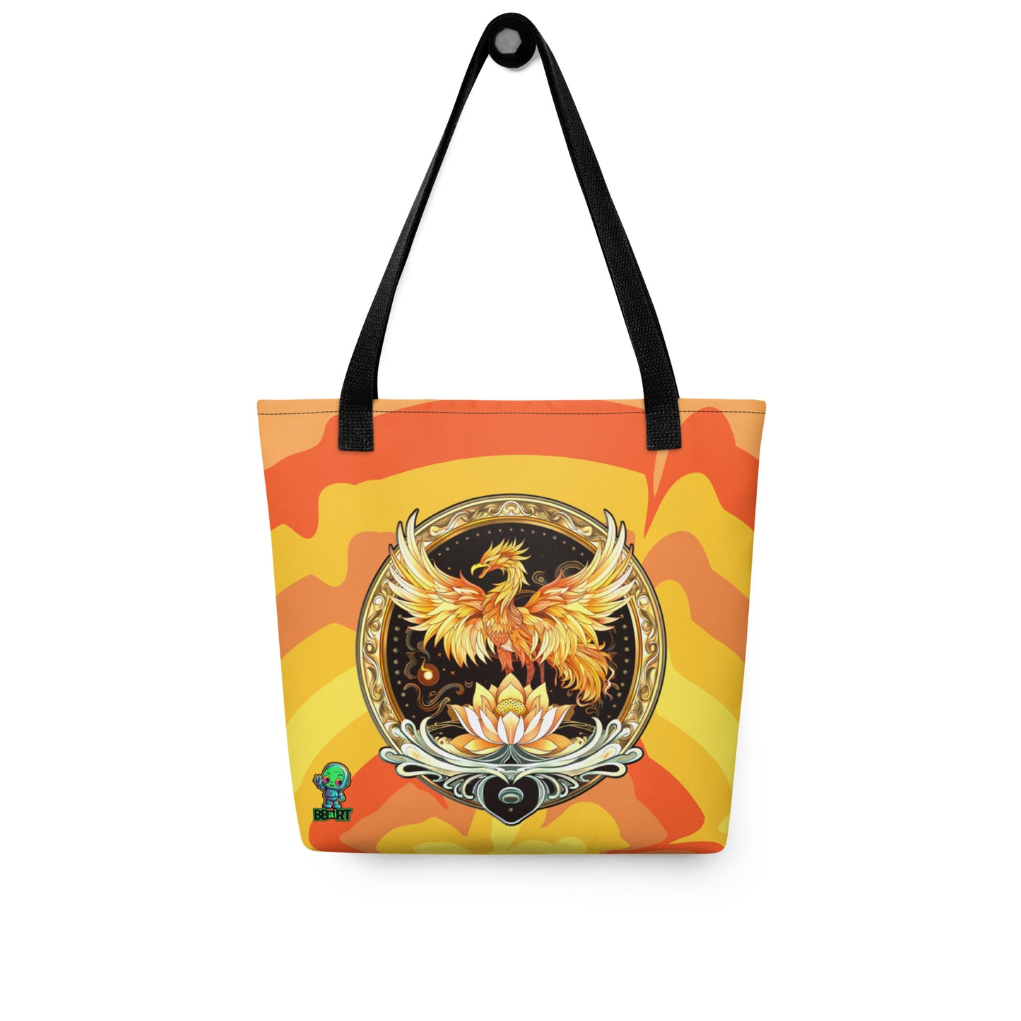 Elemental Harmony: Fiery Phoenix and Calm Lotus - Tote bag