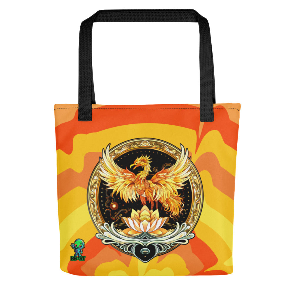 Elemental Harmony: Fiery Phoenix and Calm Lotus - Tote bag