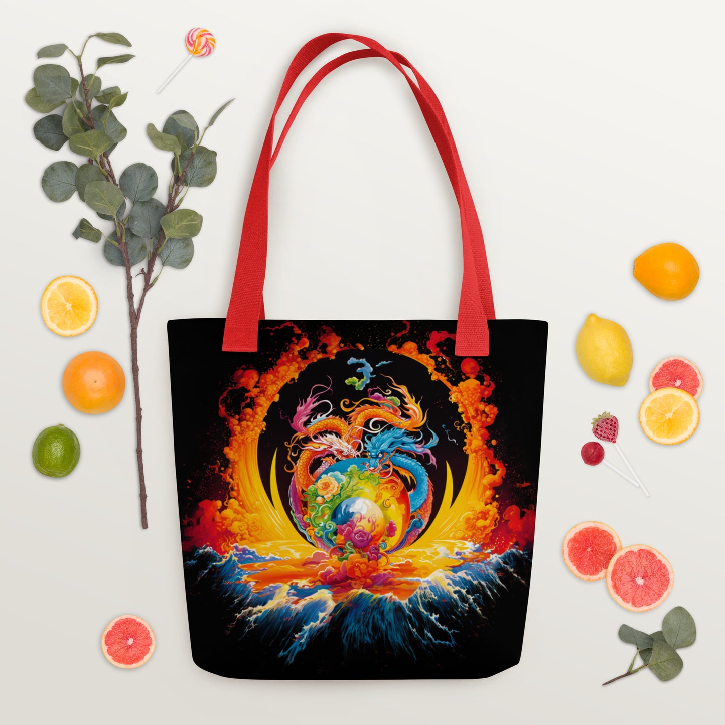 Eternal Harmony: Dual Dragon Tote Bag