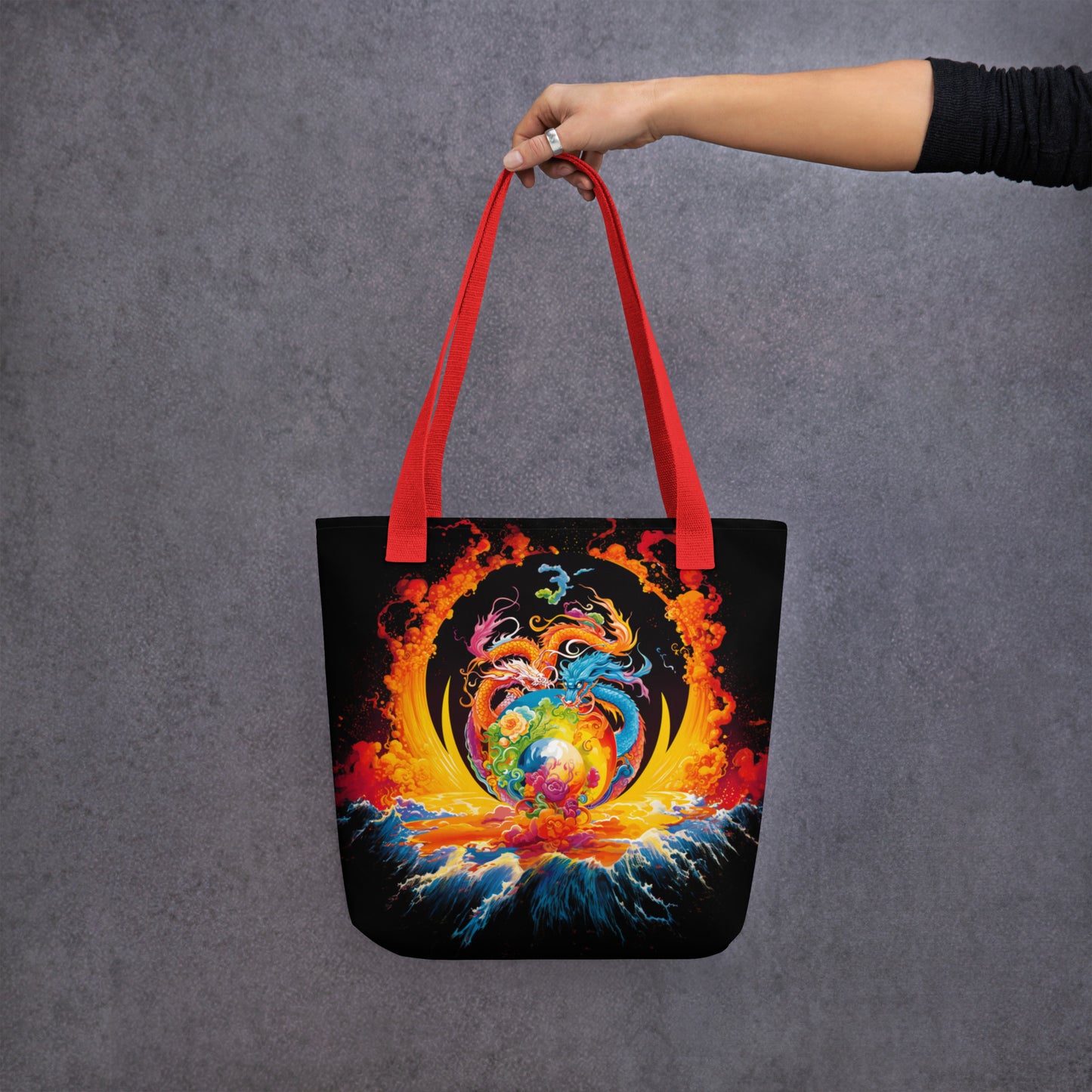 Eternal Harmony: Dual Dragon Tote Bag