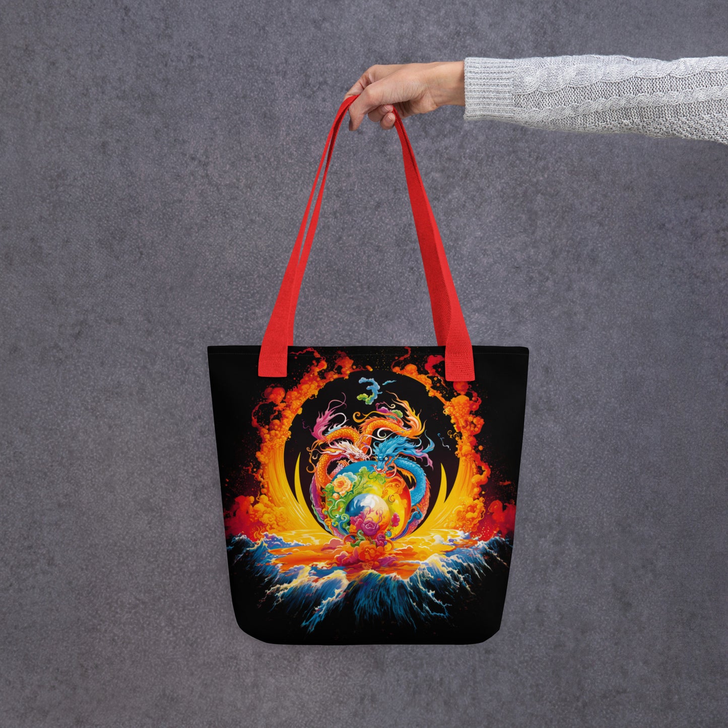 Eternal Harmony: Dual Dragon Tote Bag