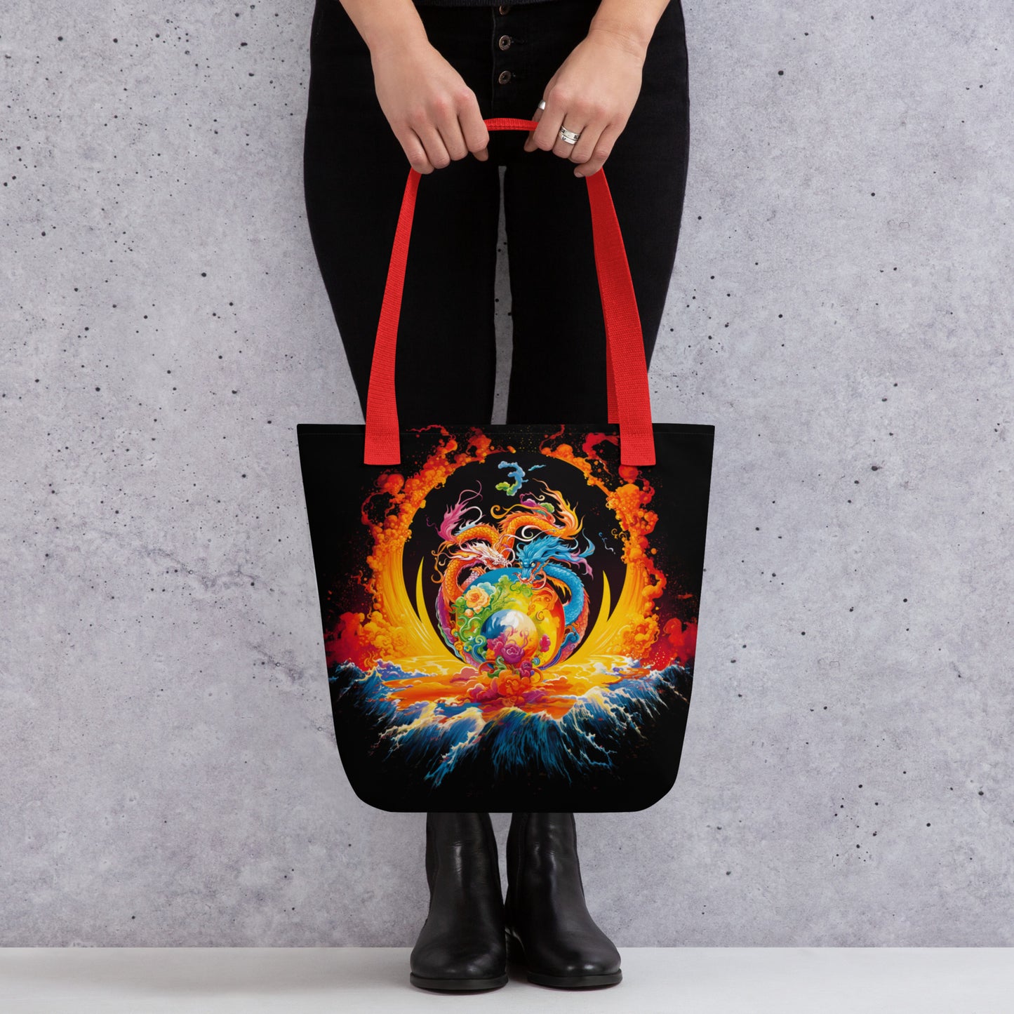 Eternal Harmony: Dual Dragon Tote Bag