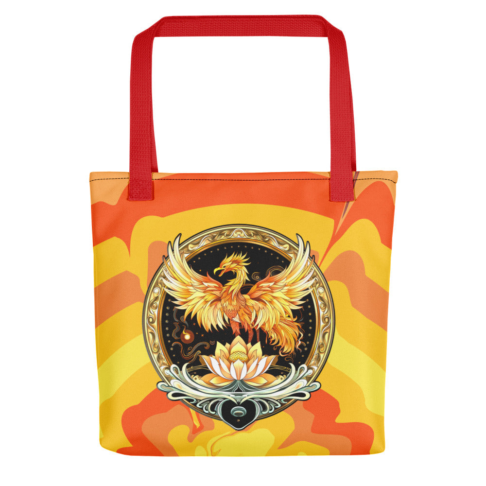 Elemental Harmony: Fiery Phoenix and Calm Lotus - Tote bag