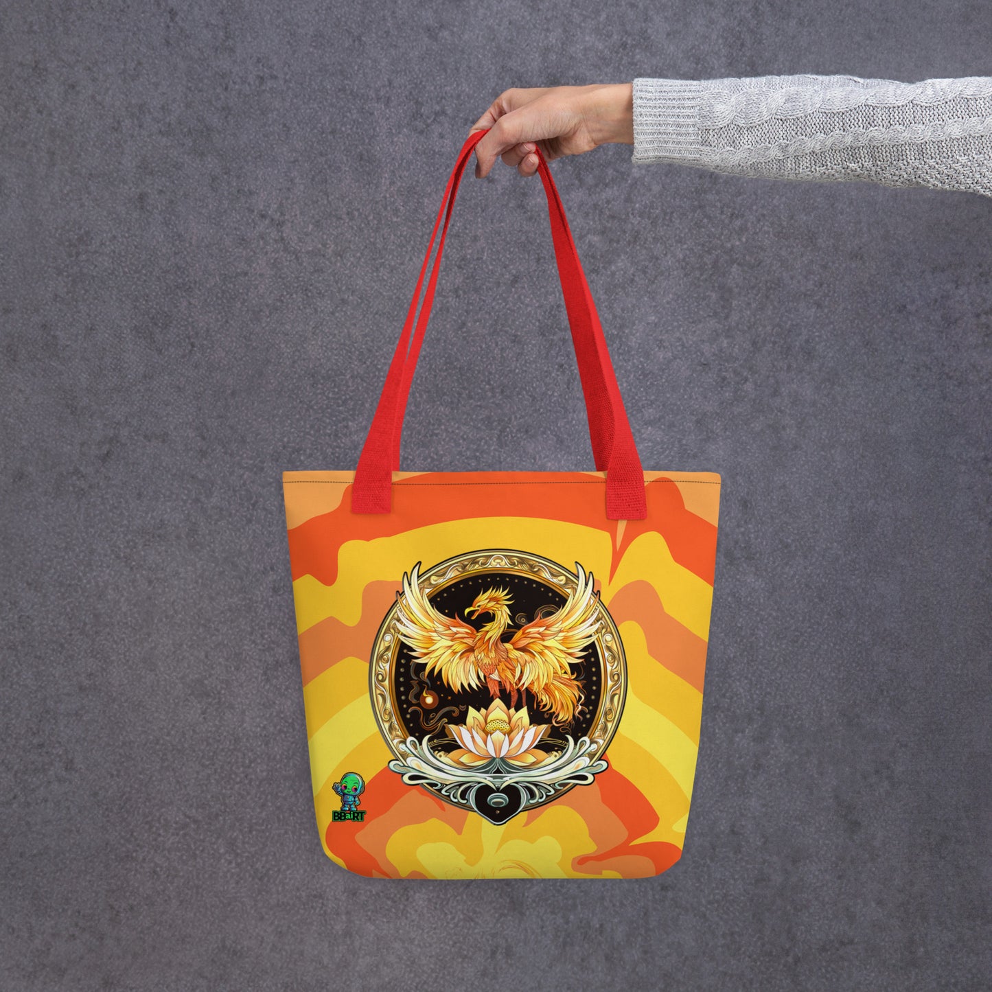 Elemental Harmony: Fiery Phoenix and Calm Lotus - Tote bag