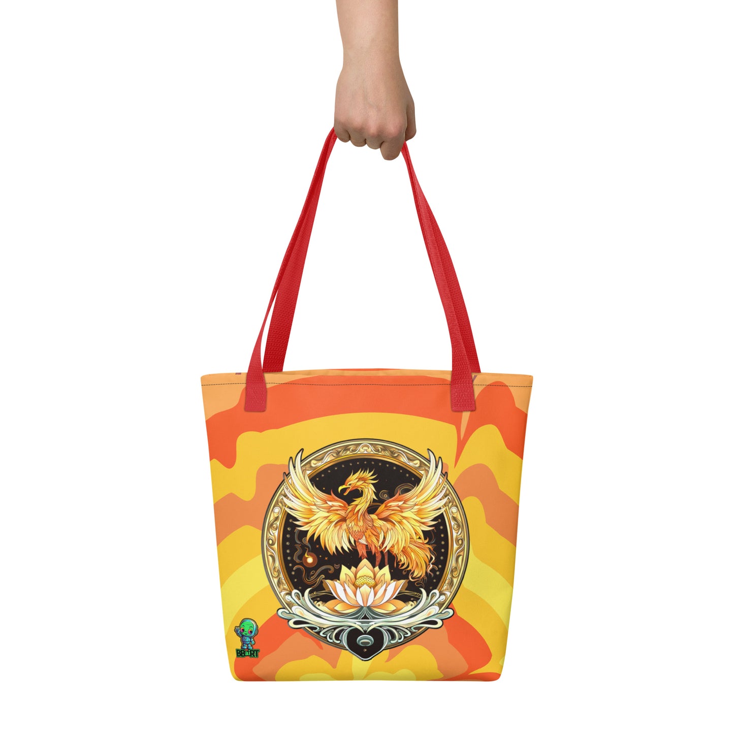 Elemental Harmony: Fiery Phoenix and Calm Lotus - Tote bag